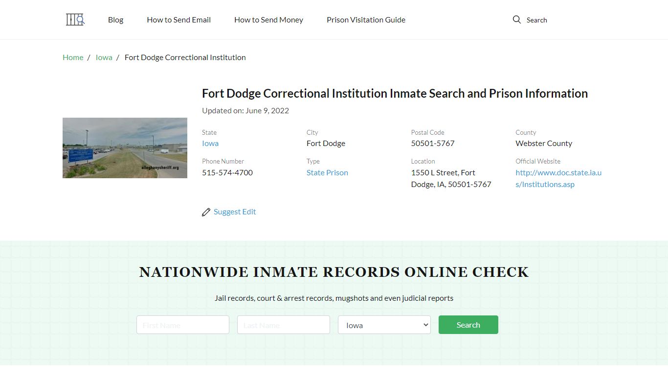 Fort Dodge Correctional Institution Inmate Search ...